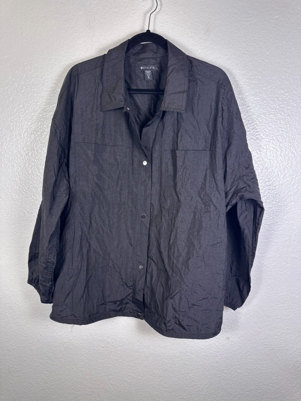 Athleta Women's Black Lightweight Snap
Button Basic Jacket Mid-Length XL